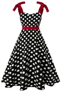 Adult Female Costumes to Hire - Polka dot  & red straps dress  - 2XL